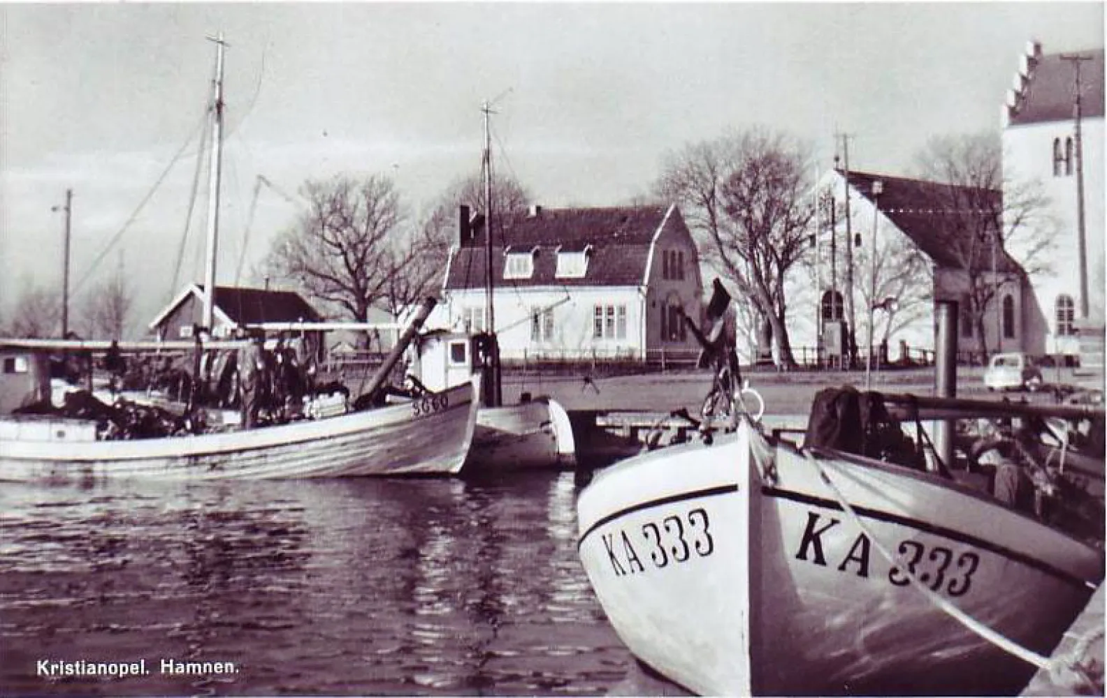 Historisk bild över Kristianopels hamn