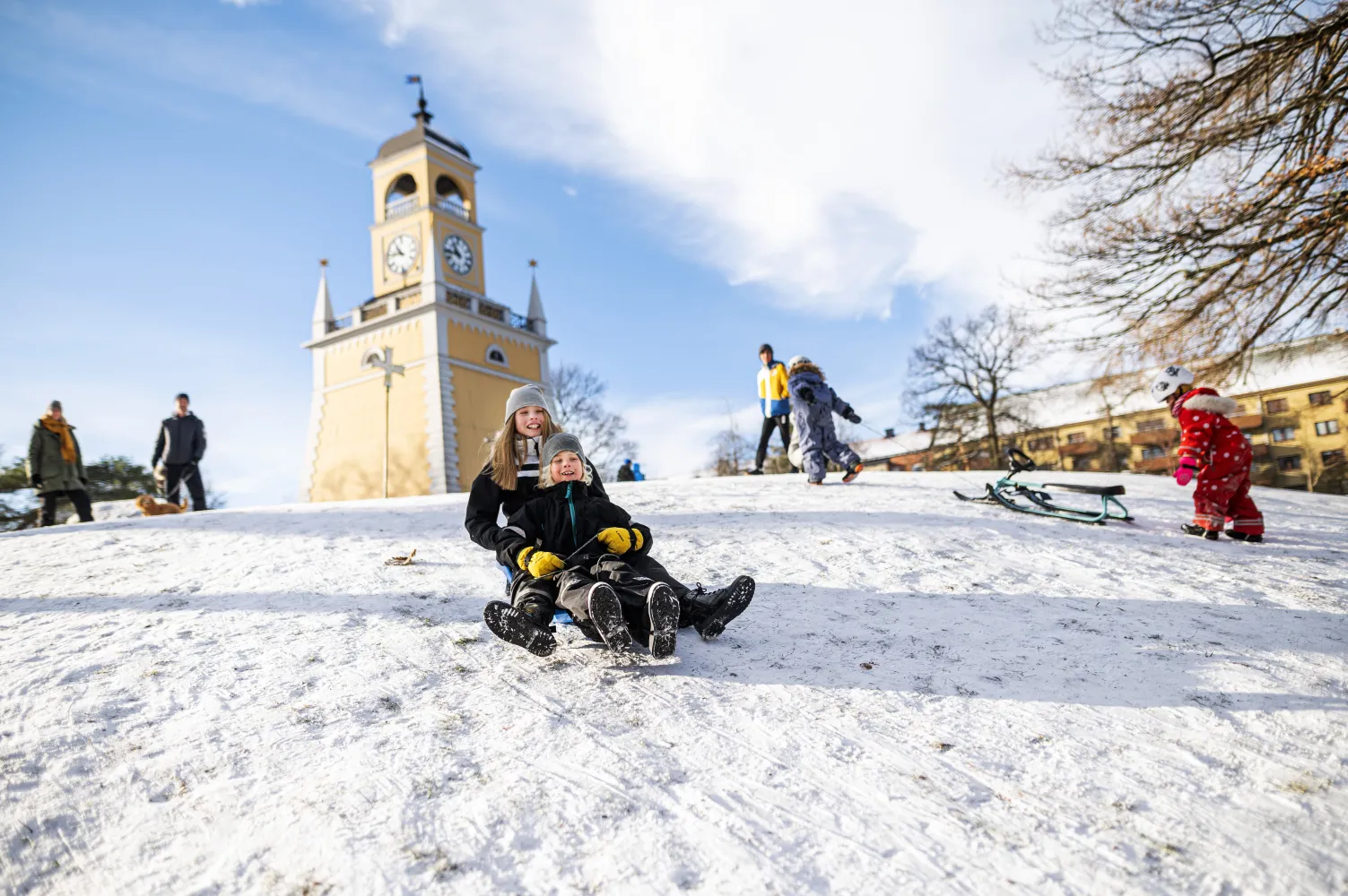 Pulkaåkning i Amiralitetsparken