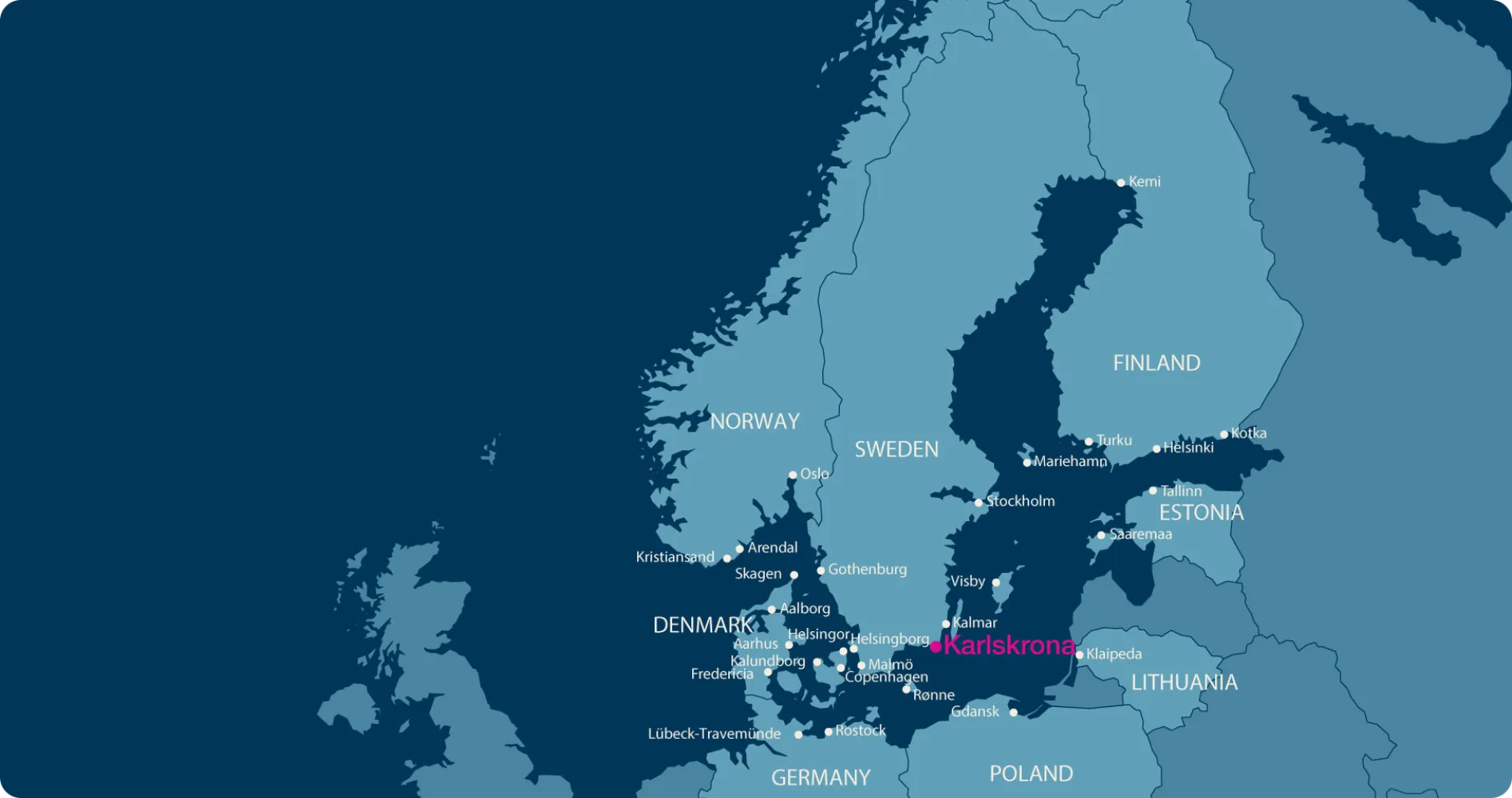 Map over the countries around the Baltic Sea