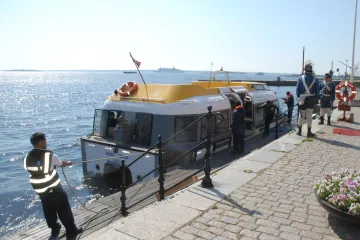 Shuttle boat moor at the pier